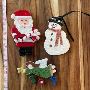 Christmas Brooch Set Santa Angel Snowman